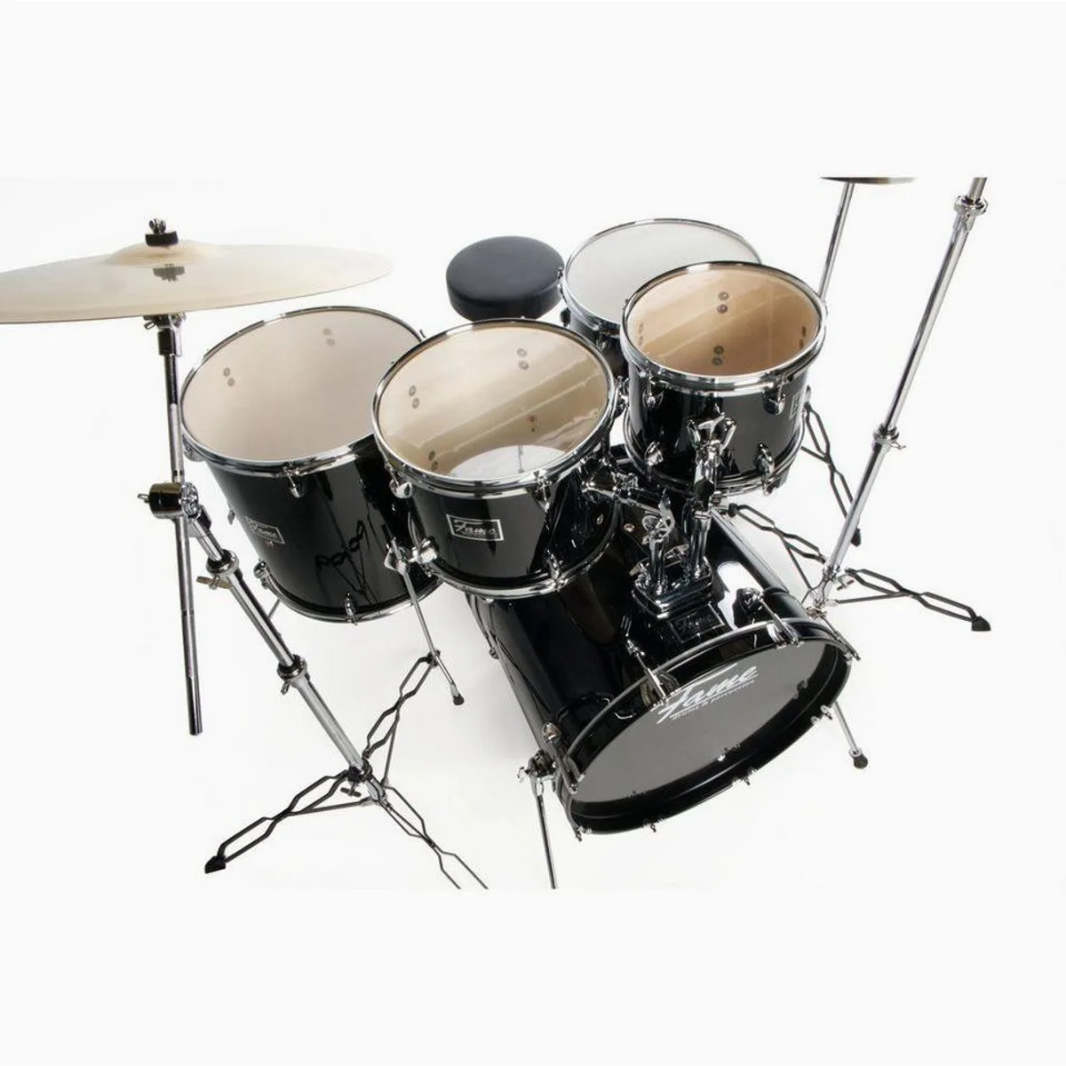 FAME FG20B-BK Schlagzeug, komplettes Set mit 20 Zoll Bassdrum, hochwertiger Ausstattung 4