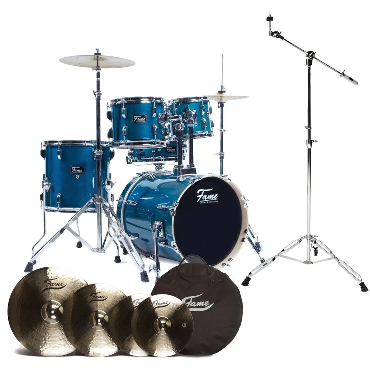 FAME Jungle Set Ahorn Schlagzeug, 16 Zoll Bassdrum, inklusive Zubehör