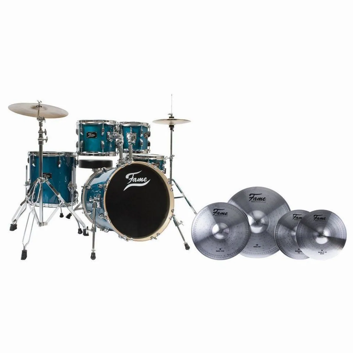 FAME Schlagzeug Jungle Set, inklusive Cymbals und Zubehör