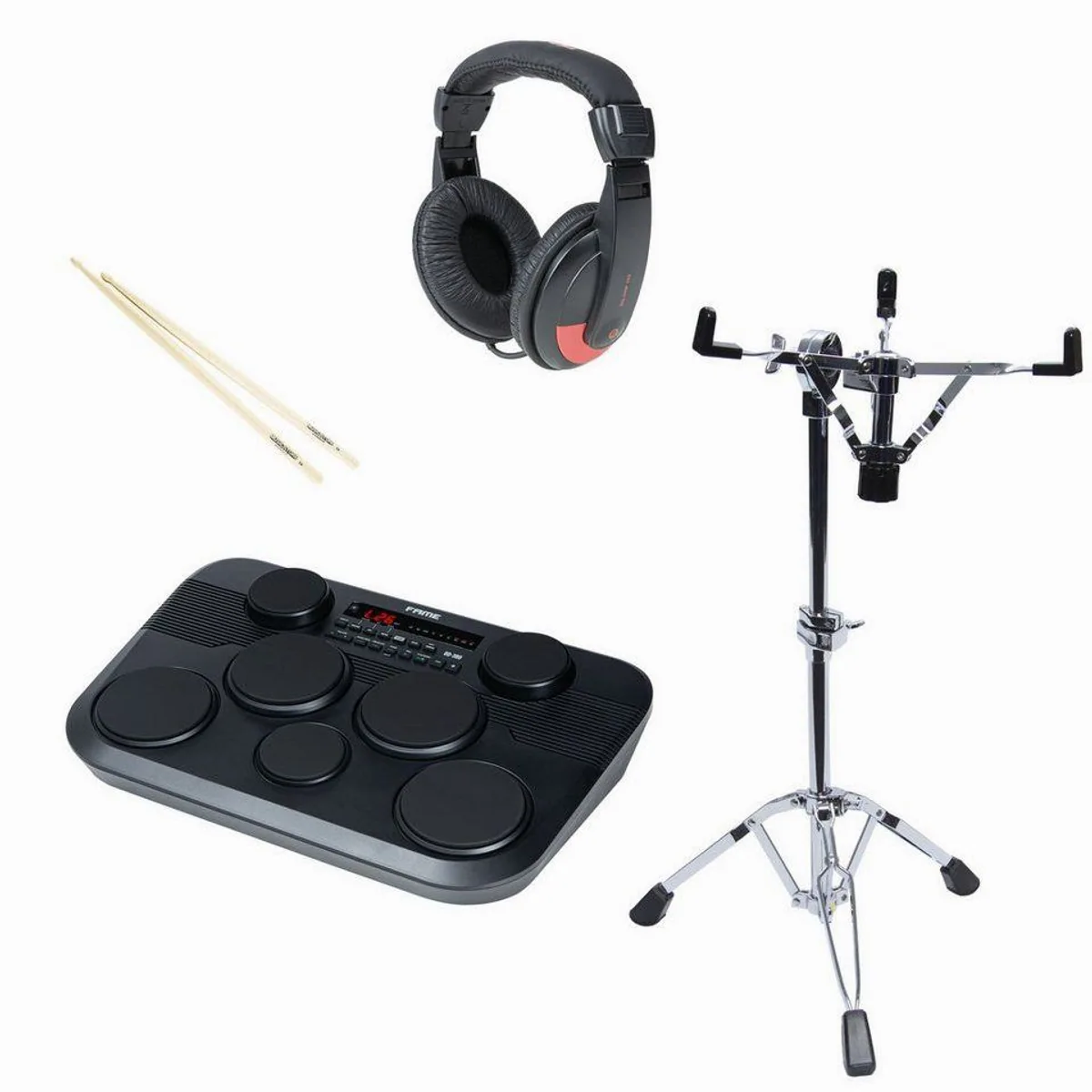 FAME DD-380 E-Drum Set, inkl. Snare-Ständer und Kopfhörer — vielseitig, kompakt, komplett