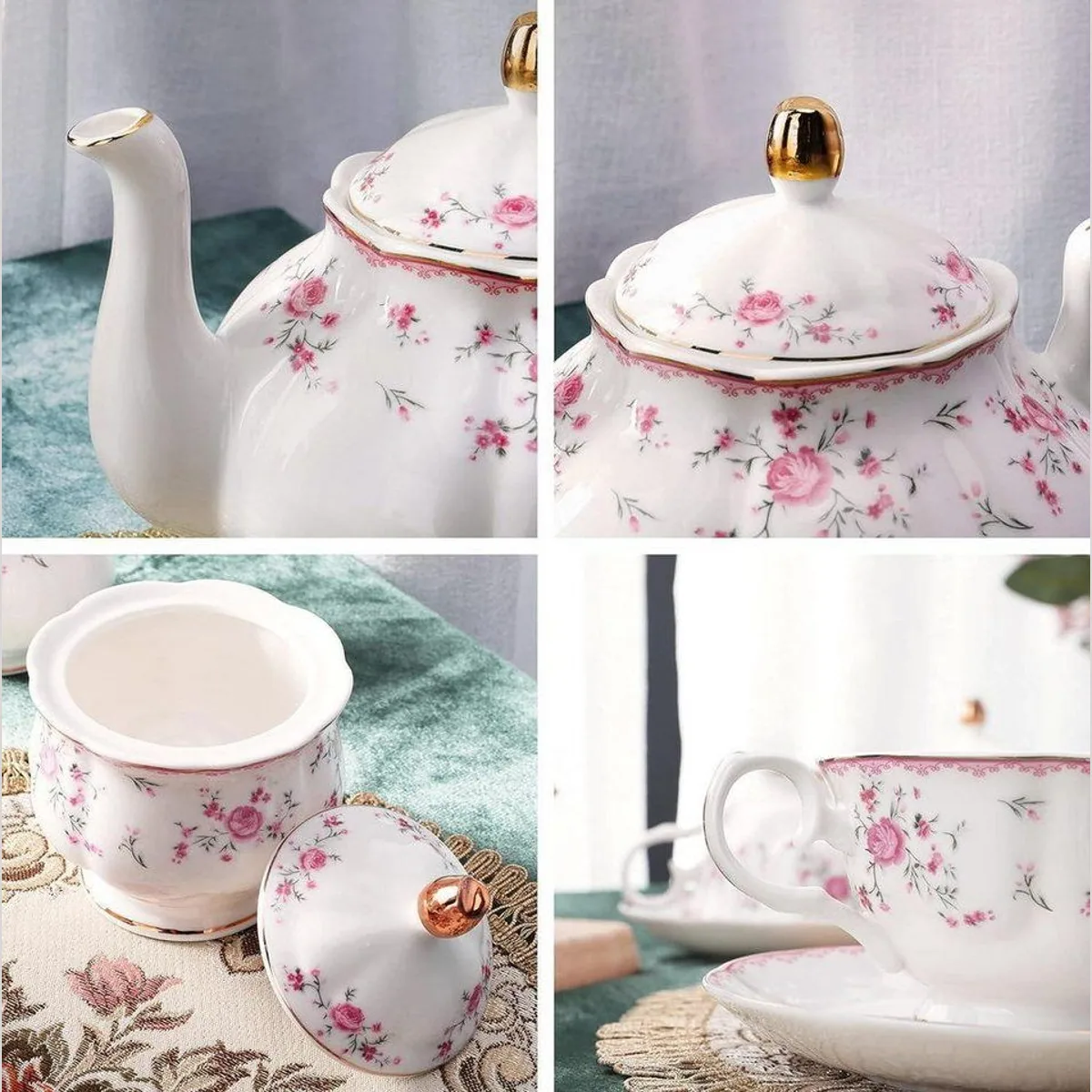 fanquare Teeservice Porzellan, elegantes Design, 21-teiliges Set für 6 Personen 2