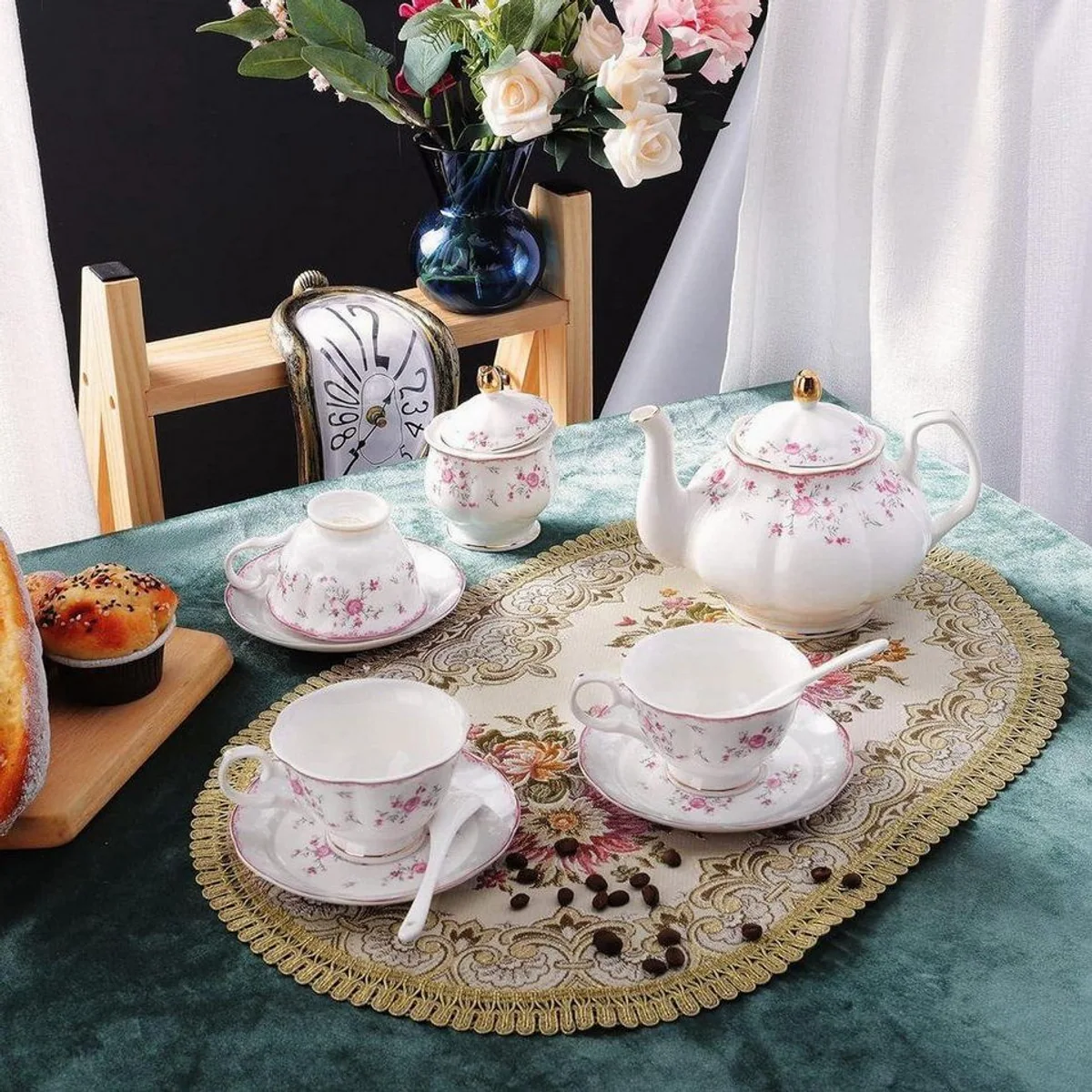 fanquare Teeservice Porzellan, elegantes Design, 21-teiliges Set für 6 Personen 5