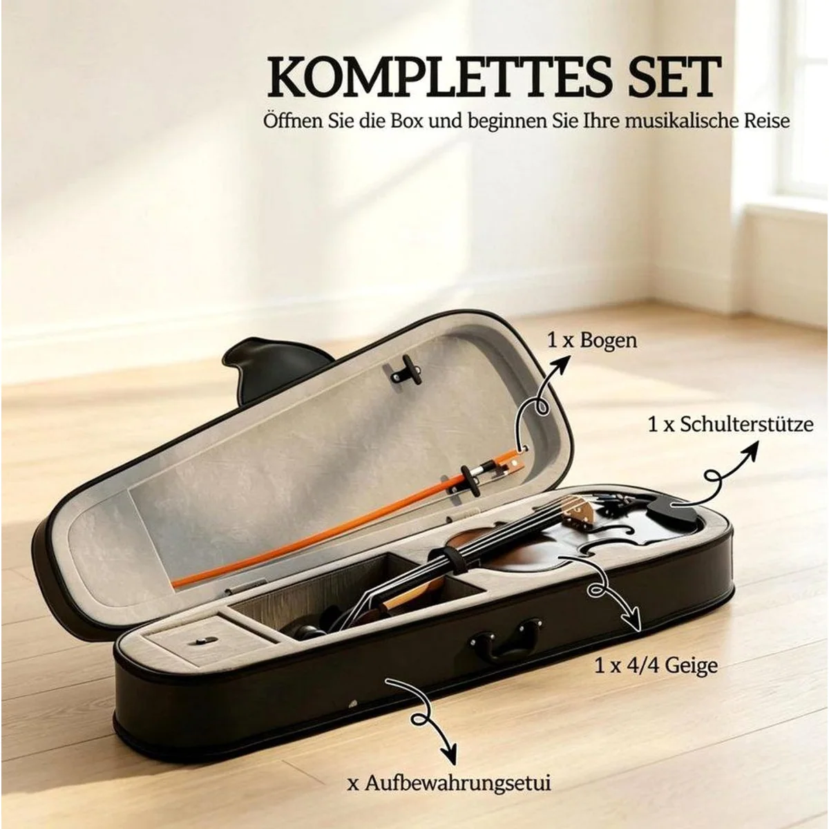FELIXLEO Violine 4/4 Set, ideal für Anfänger, inklusive Zubehör 5