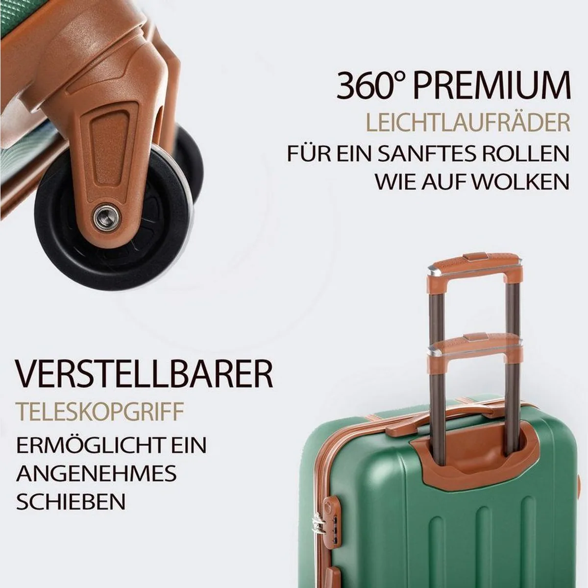 FERGÉ Kofferset MILANO Sage-Green, 3-teilig, leicht & stabil 5