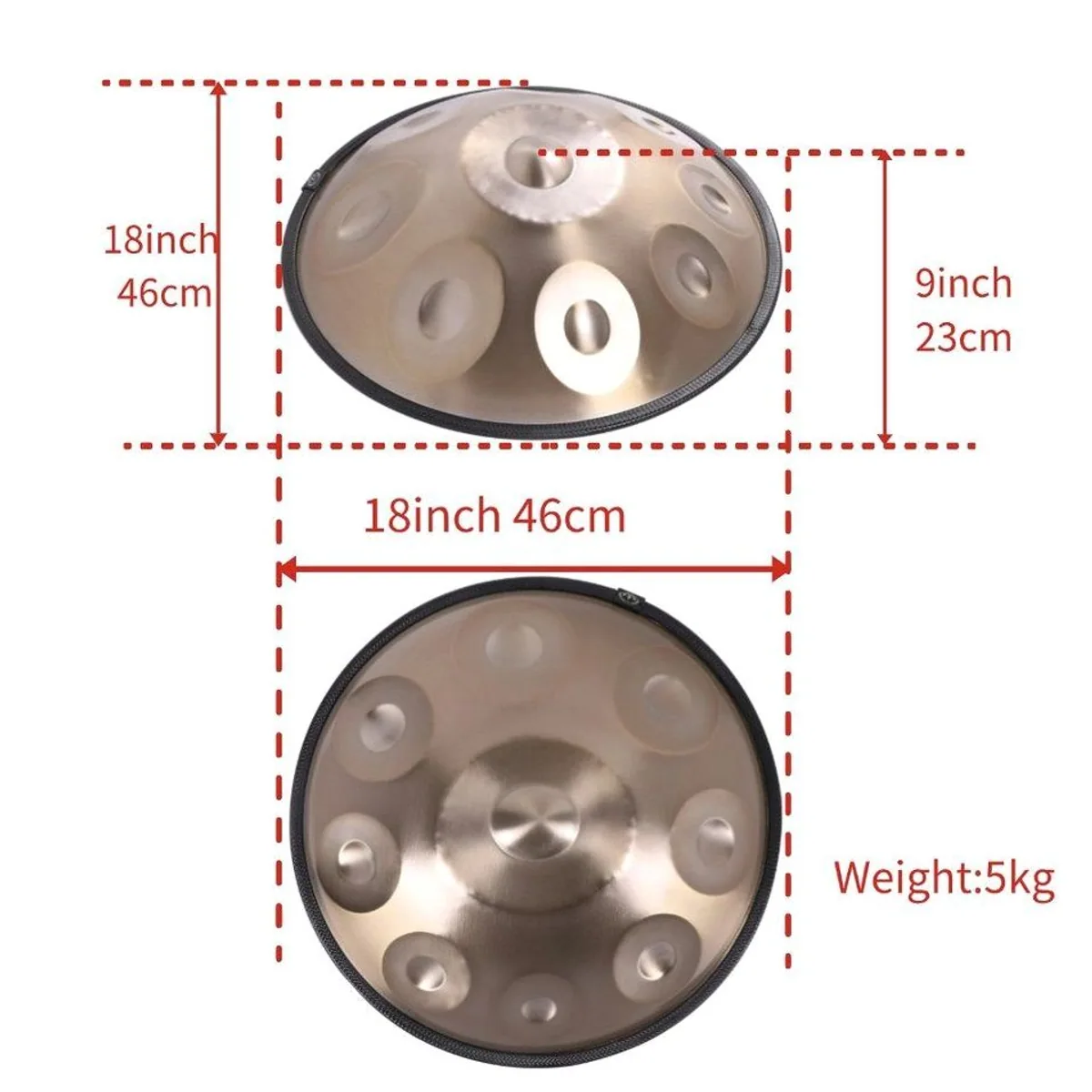Fine Life Pro 9-Ton-Handpan, elegantes Design, handgestimmt, D-Moll 4