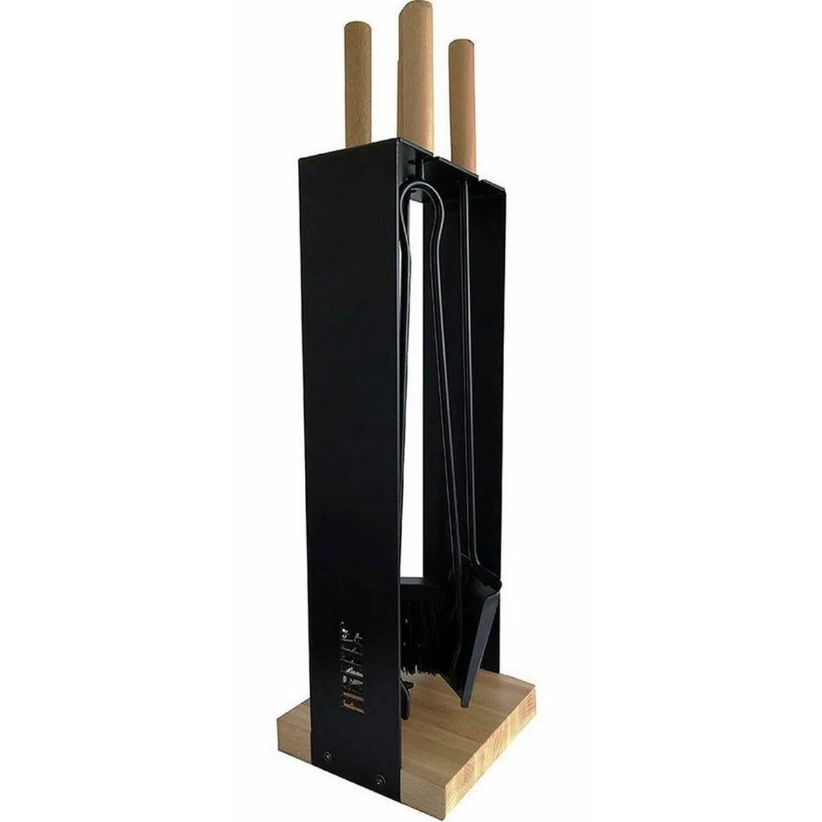 Firefix Kamingarnitur 5-teilig, Holzgriffe, schwarz lackiert — Praktisch, stilvoll, robust