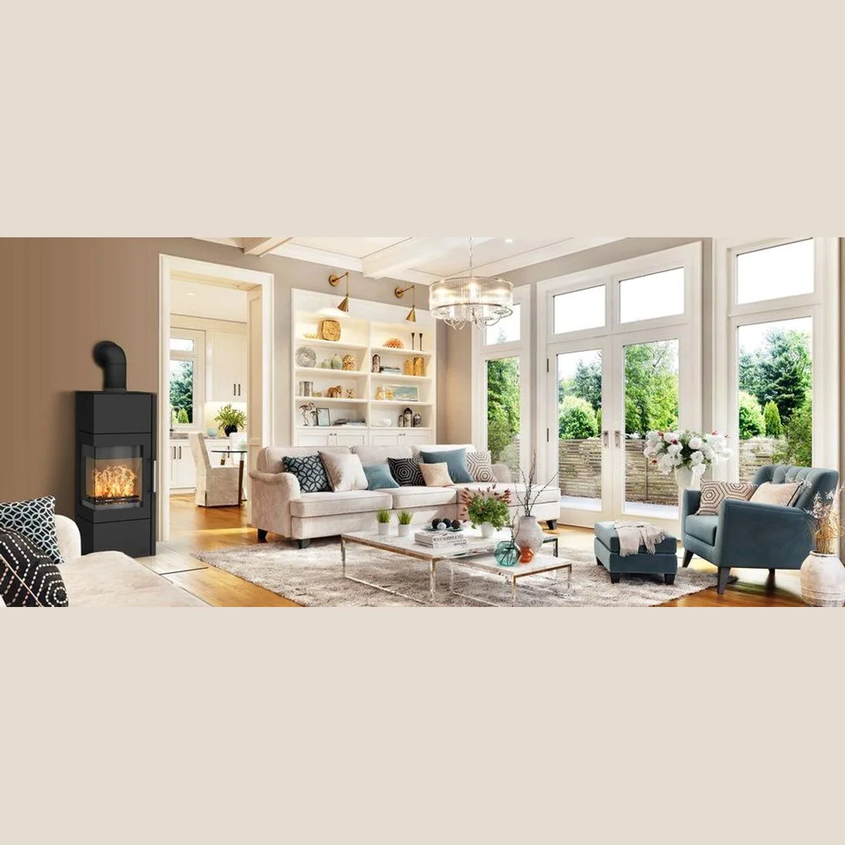 Fireplace Royal Kaminofen, 6,6 kW, elegantes Eckmodell mit Sichtfenster 2