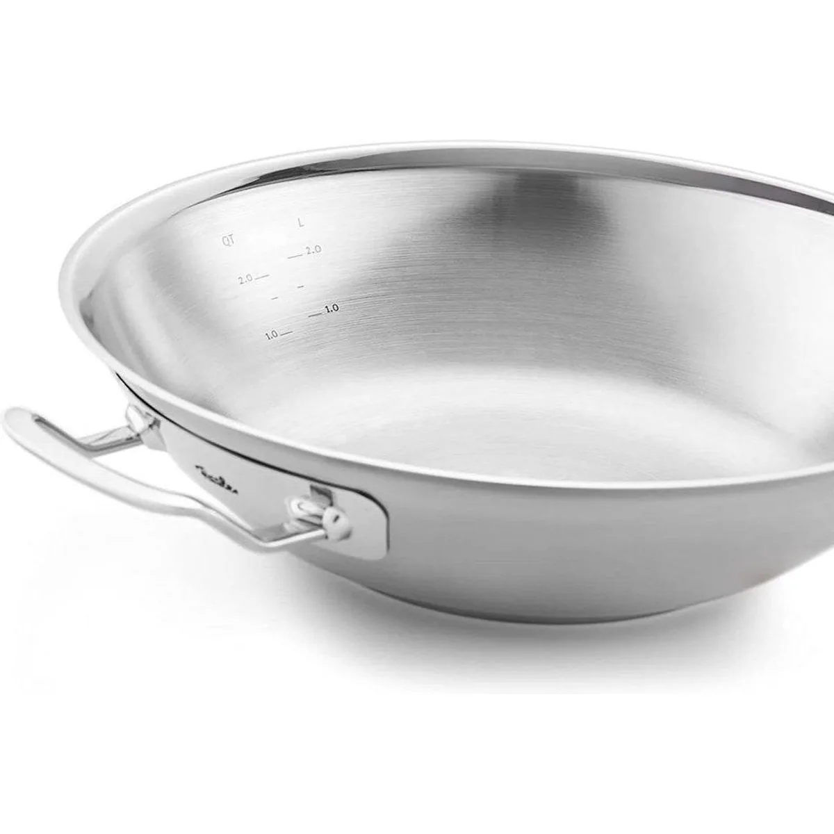 Fissler ORIGINAL-PROFI COLLECTION Wok, Edelstahl 18/10, 2-tlg. — breiter Schüttrand, Kaltmetallgriffe, Made in Germany 3