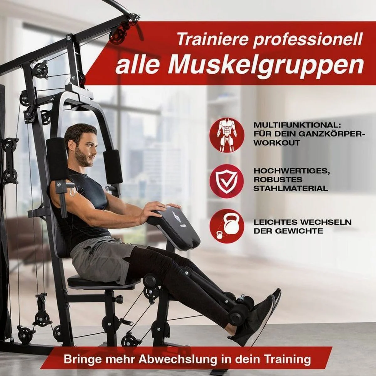 FitEngine Kraftstation, vielseitig einsetzbar, bis 67 kg Gewichte 2