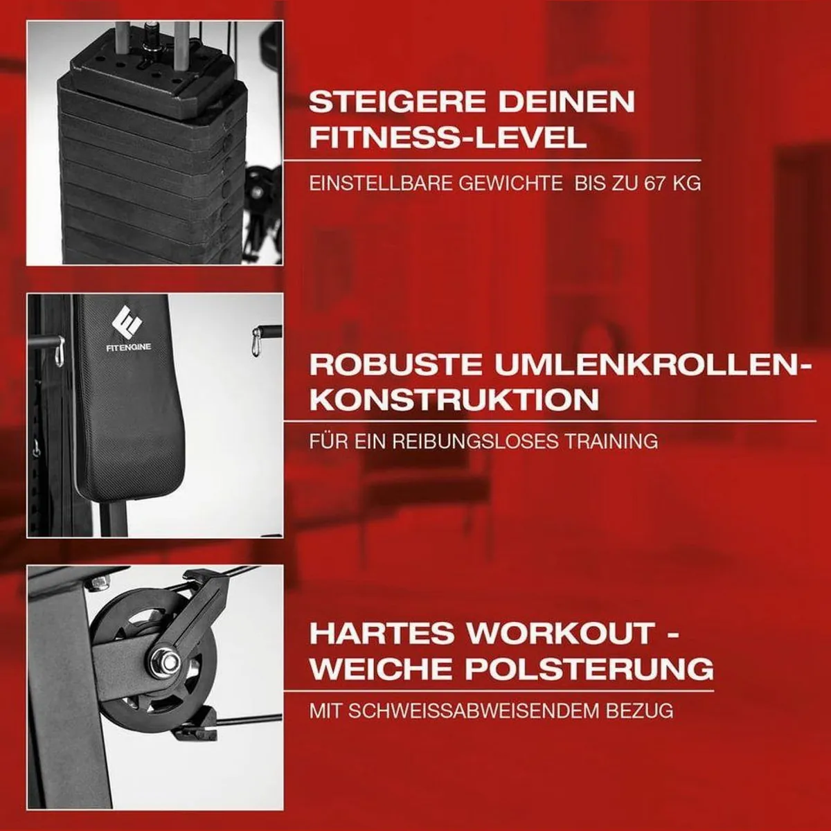 FitEngine Kraftstation, vielseitig einsetzbar, bis 67 kg Gewichte 5
