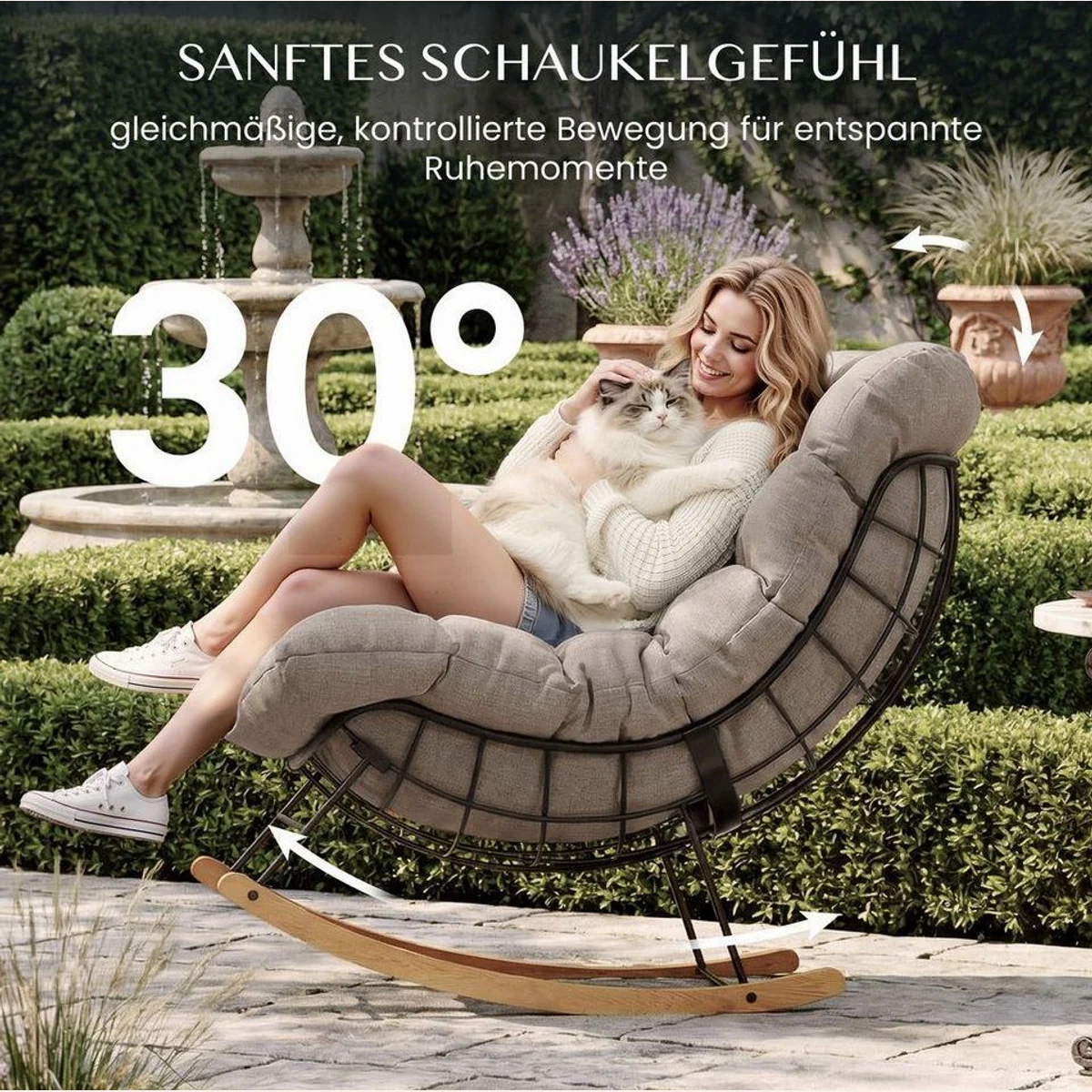 FLEXISPOT Schaukelsessel, sanfte Schaukelfunktion, Kopfkissen & stabiler Metallrahmen 3