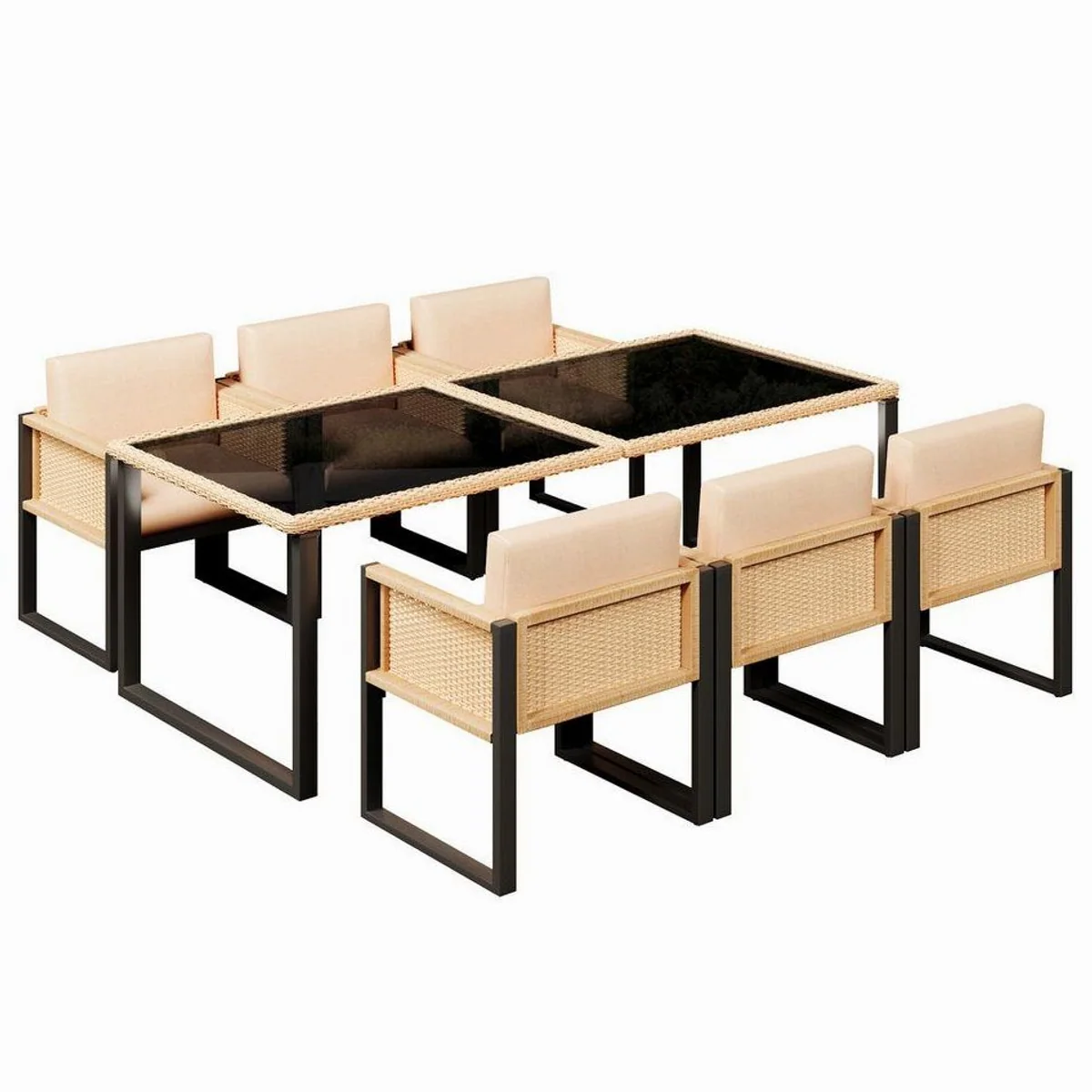 Flieks Garten-Essgruppe, 6 Stühle & 1 Tisch, robust und stilvoll 5