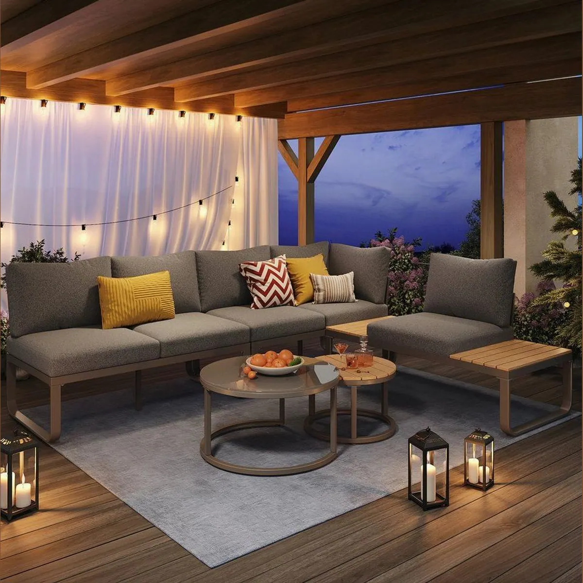 Flieks Gartenlounge-Set, 5-Sitzer, inkl. Tisch und Kissen
