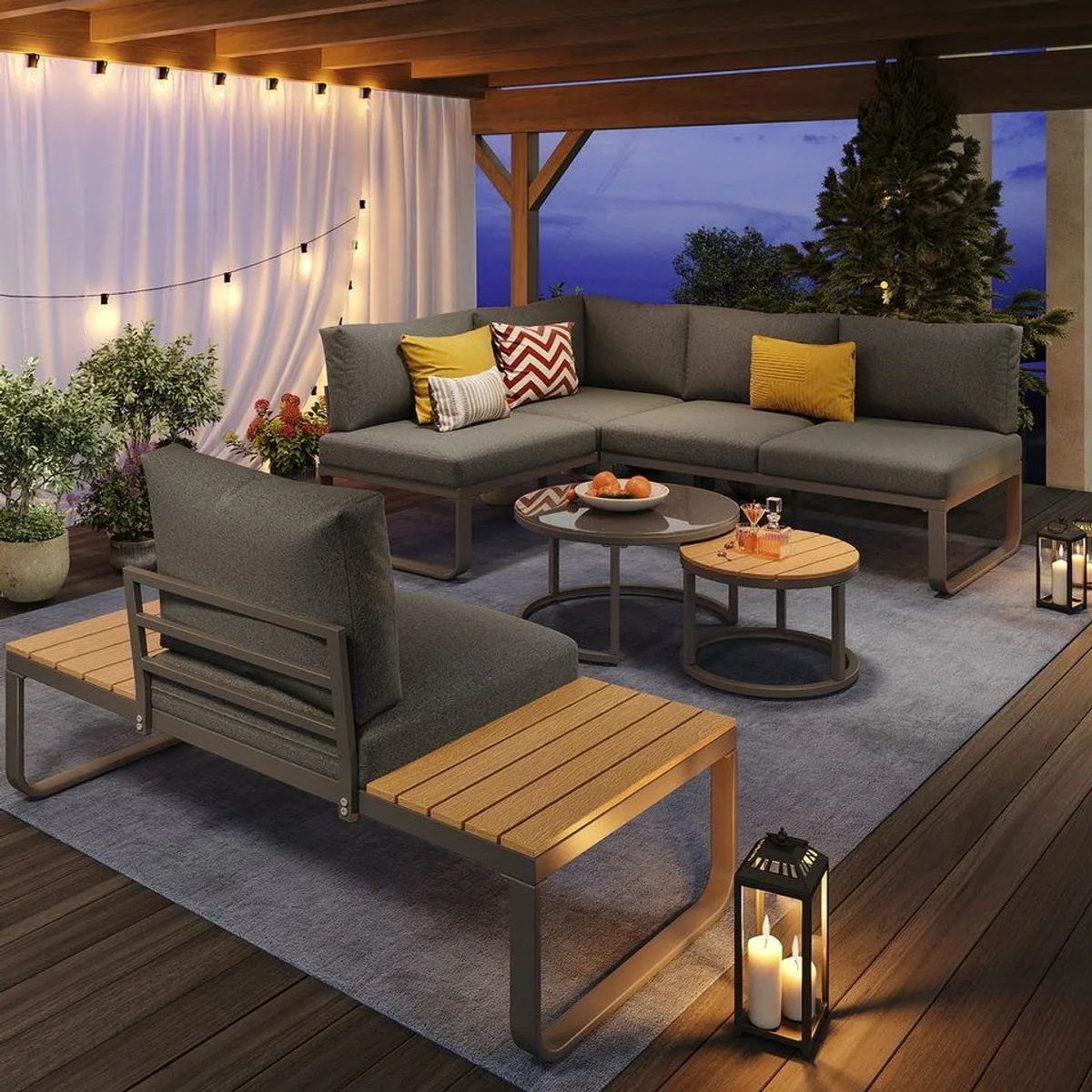 Flieks Gartenlounge-Set, 5-Sitzer, inkl. Tisch und Kissen 2