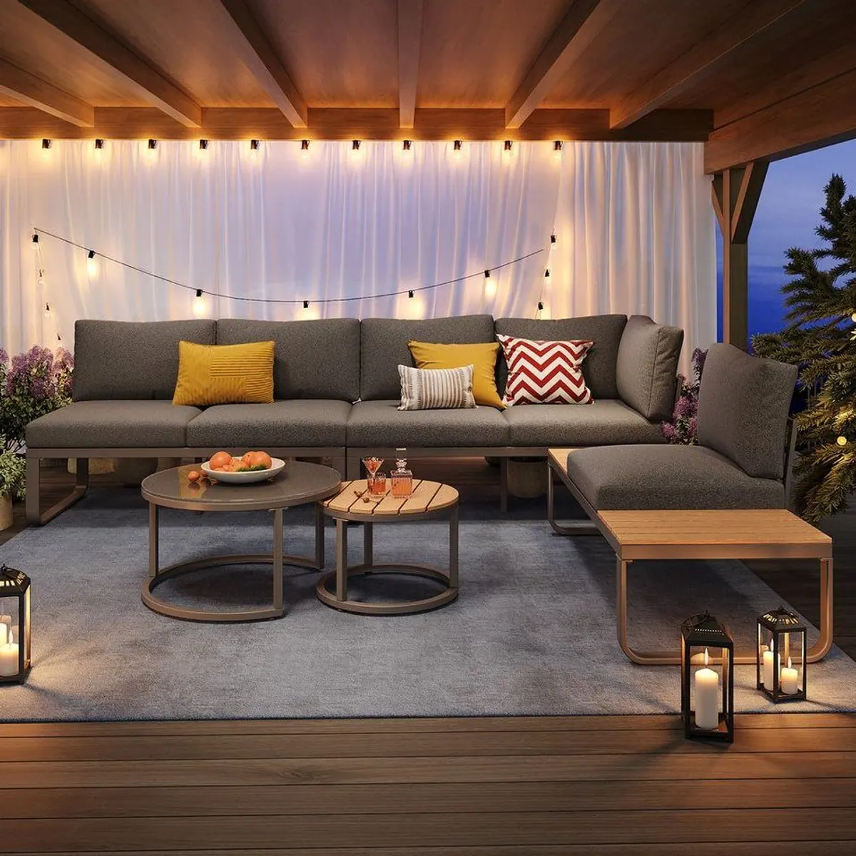 Flieks Gartenlounge-Set, 5-Sitzer, inkl. Tisch und Kissen 3