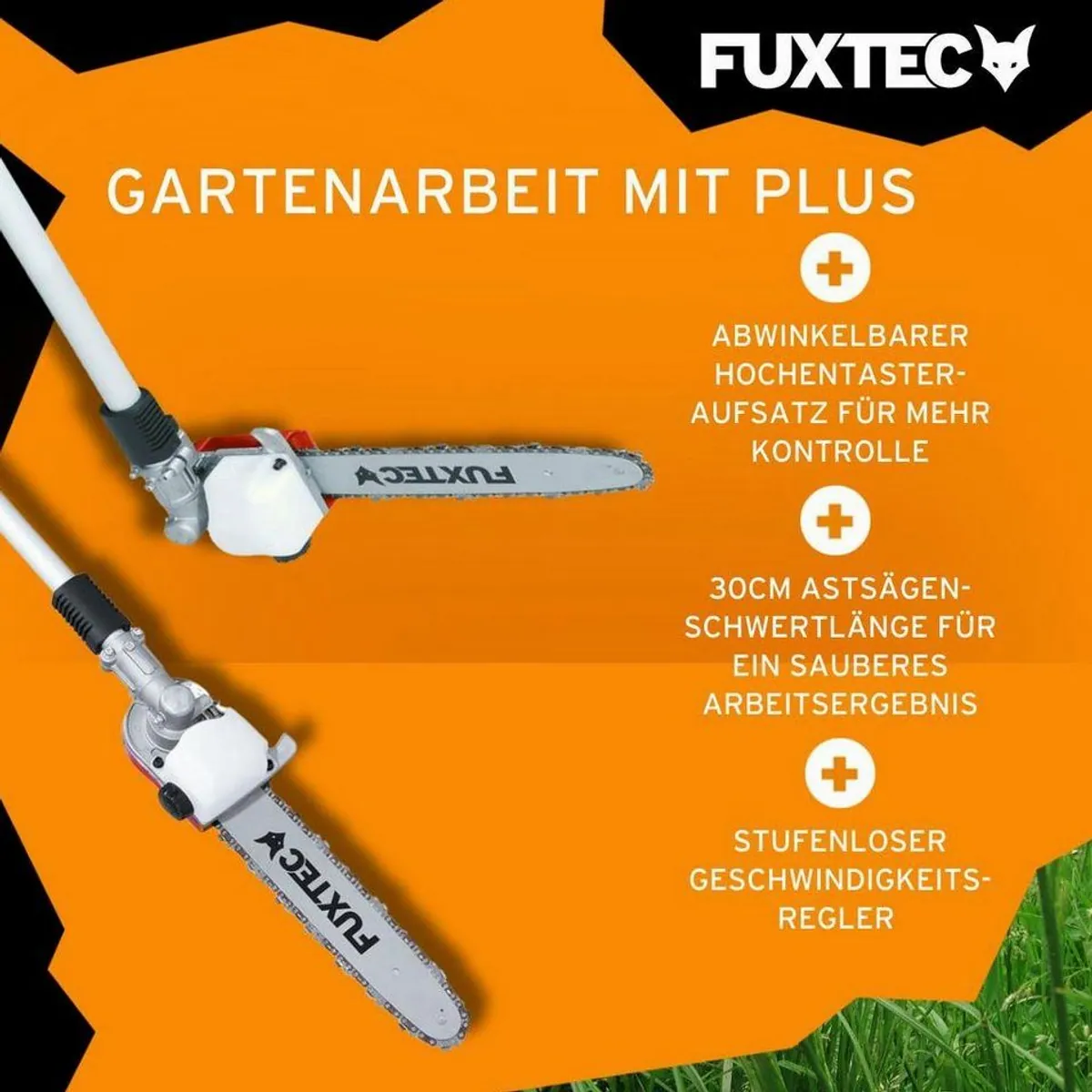 FUXTEC FX-MT252ER Benzin-Motorsense, 5in1 Multitool, 3PS, abwinkelbarer Hochentaster 4