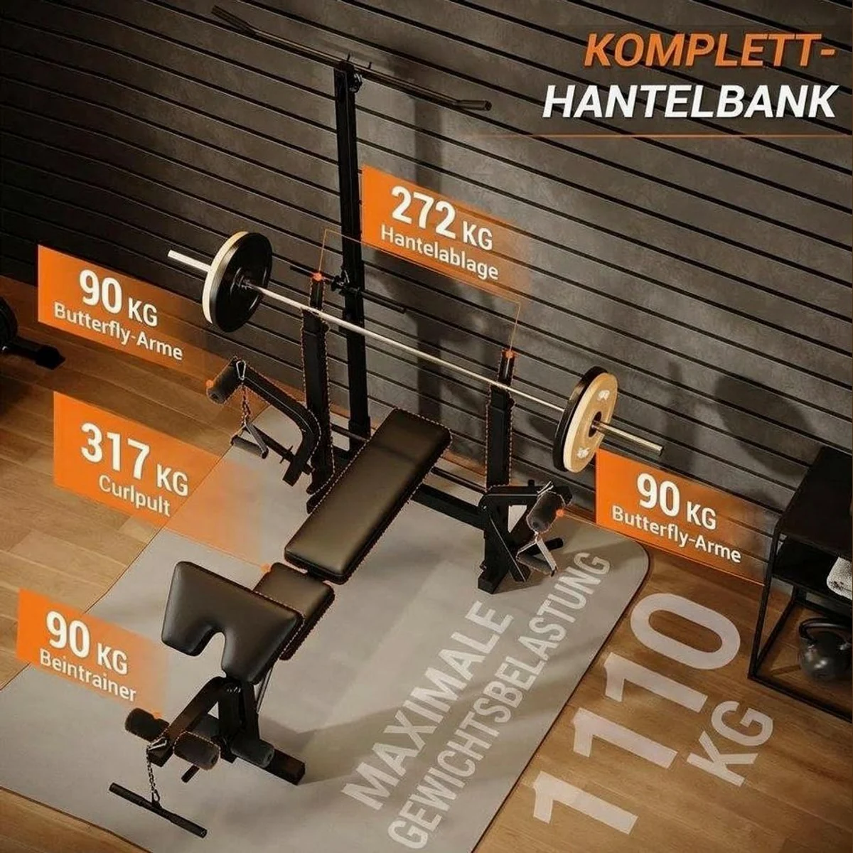 GarveeMore Kraftstation Klappbare Hantelbank, verstellbar & platzsparend 3