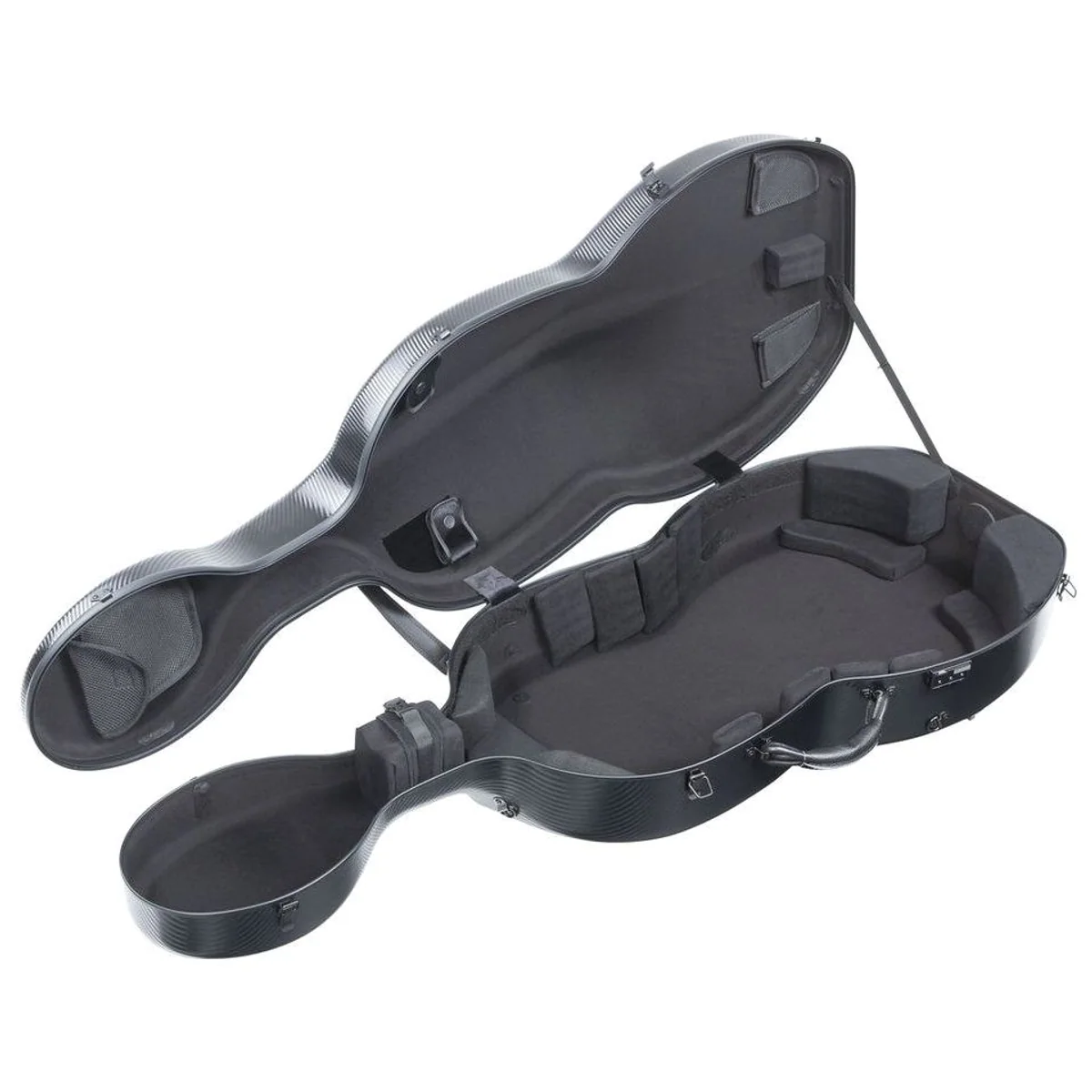Gewa Celloetui Polycarbonat Schwarz, robust, anpassbares Polstersystem, ergonomisch 3