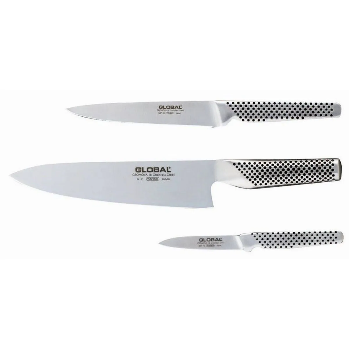 GLOBAL G-21524 Messerset, 3-teilig, hochwertige Materialien, präzise Schärfe