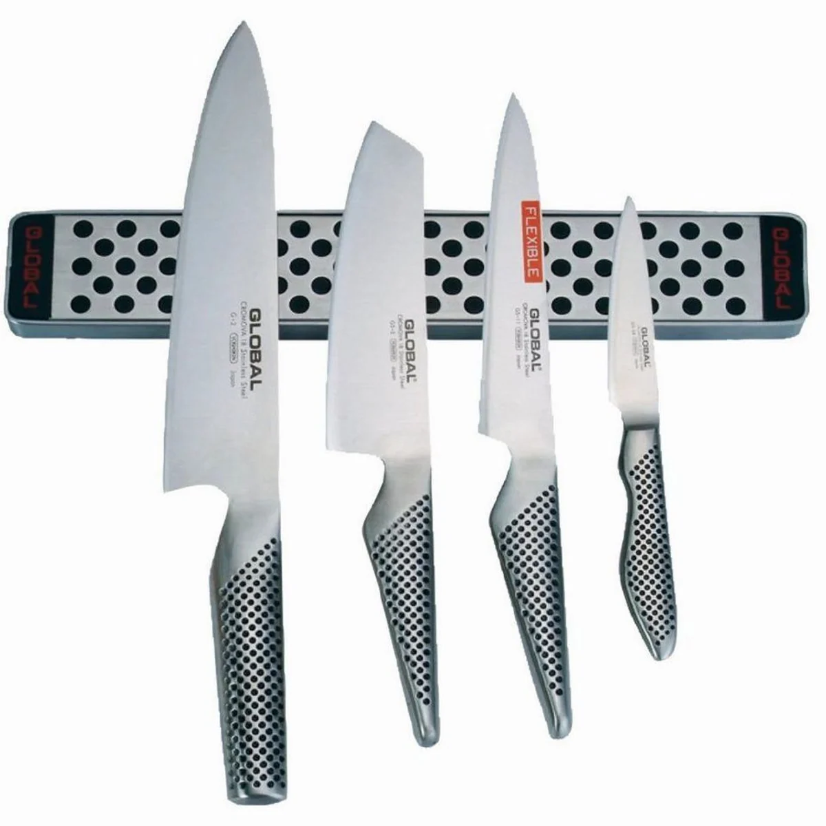 GLOBAL G-251138/M30 Messerset, 5-teiliges Set mit Magnetleiste