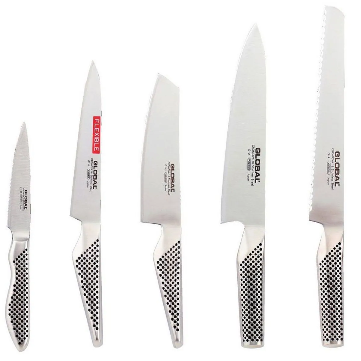 GLOBAL G-2951138R Messerset, 5-teiliges Set für Profiköche
