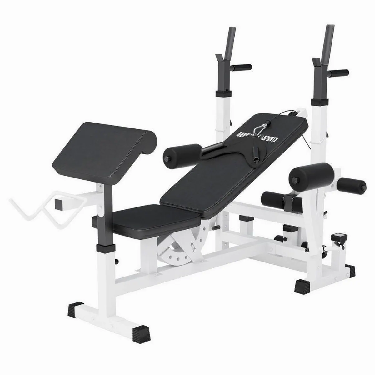 GORILLA SPORTS Hantelbank Kraftstation Universal, vielseitig einsetzbar, bis 280 kg belastbar, in Schwarz und Weiß