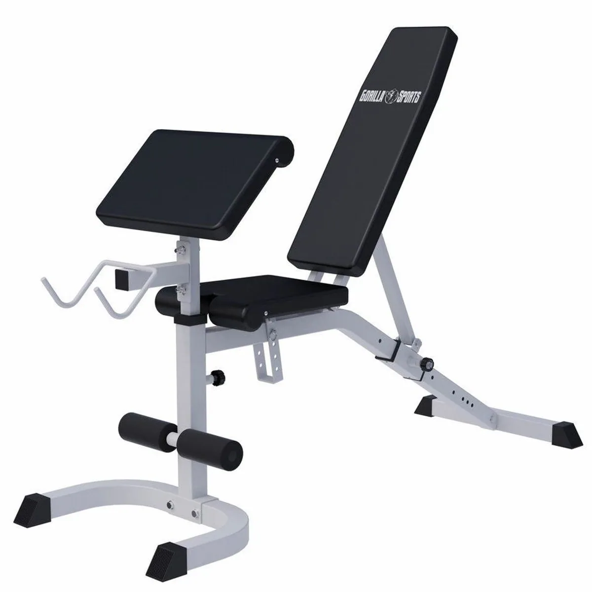 GORILLA SPORTS Hantelbank mit Curlpult, 250 kg max. Belastung, verstellbare Rückenlehne