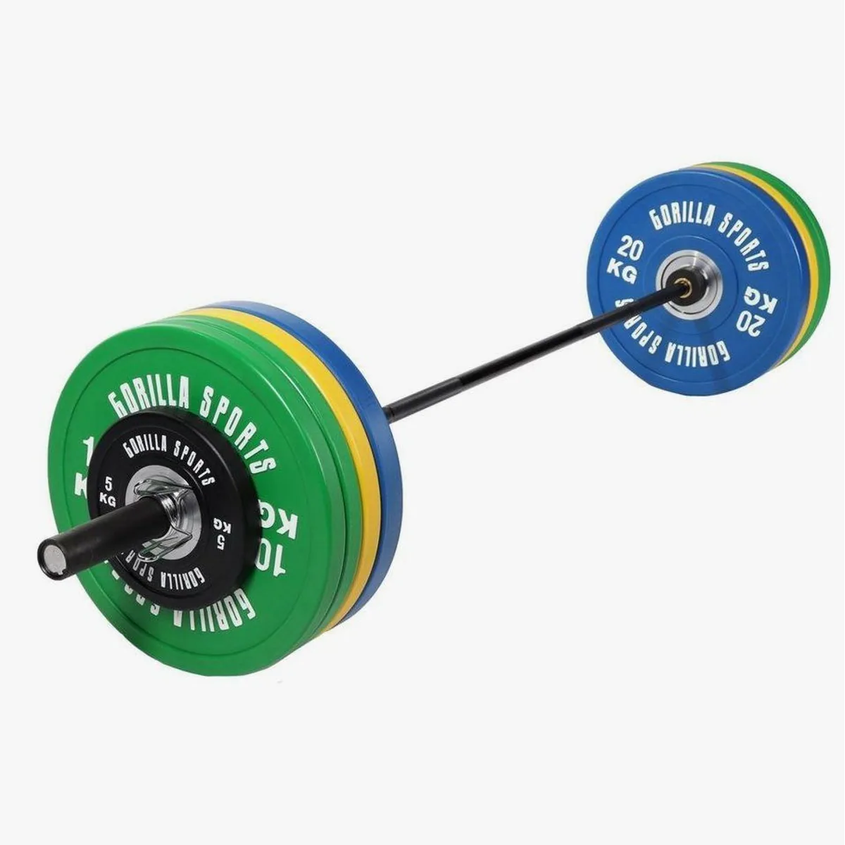 GORILLA SPORTS Olympia Bumper Plates Langhantelset, 140 kg, inklusive 10 Bumper Plates
