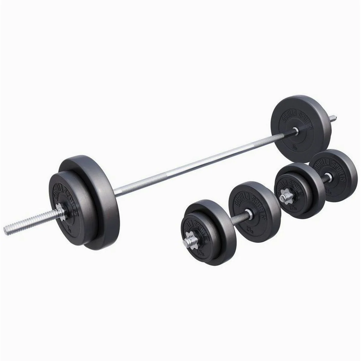 GORILLA SPORTS Langhantelset Kunststoff 60-130 kg, vielseitig, langlebig, hygienisch