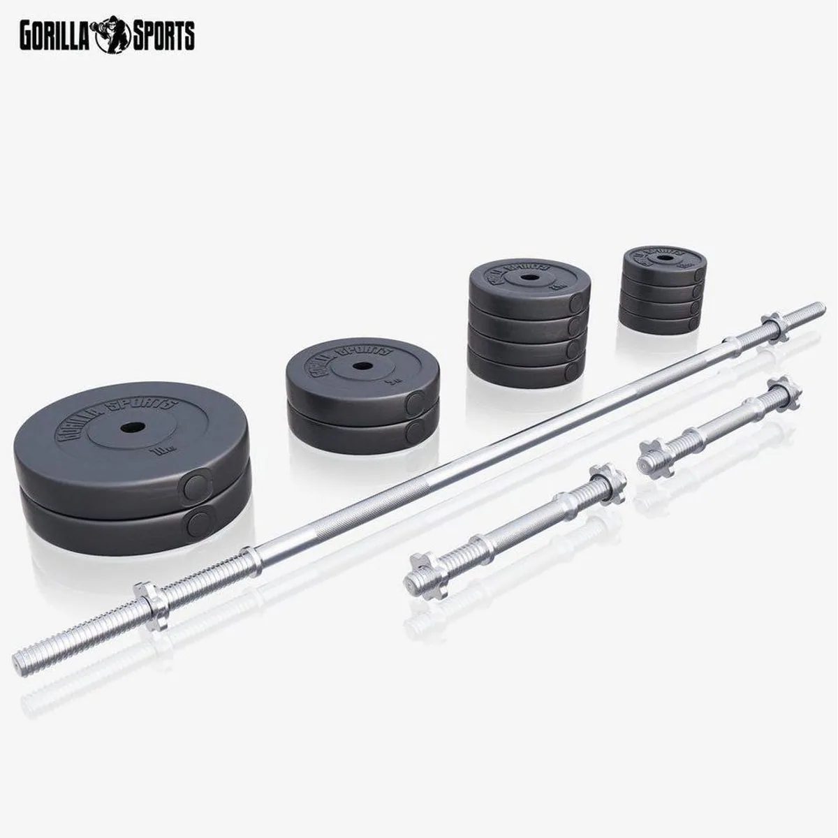 GORILLA SPORTS Langhantelset Kunststoff 60-130 kg, vielseitig, langlebig, hygienisch 2