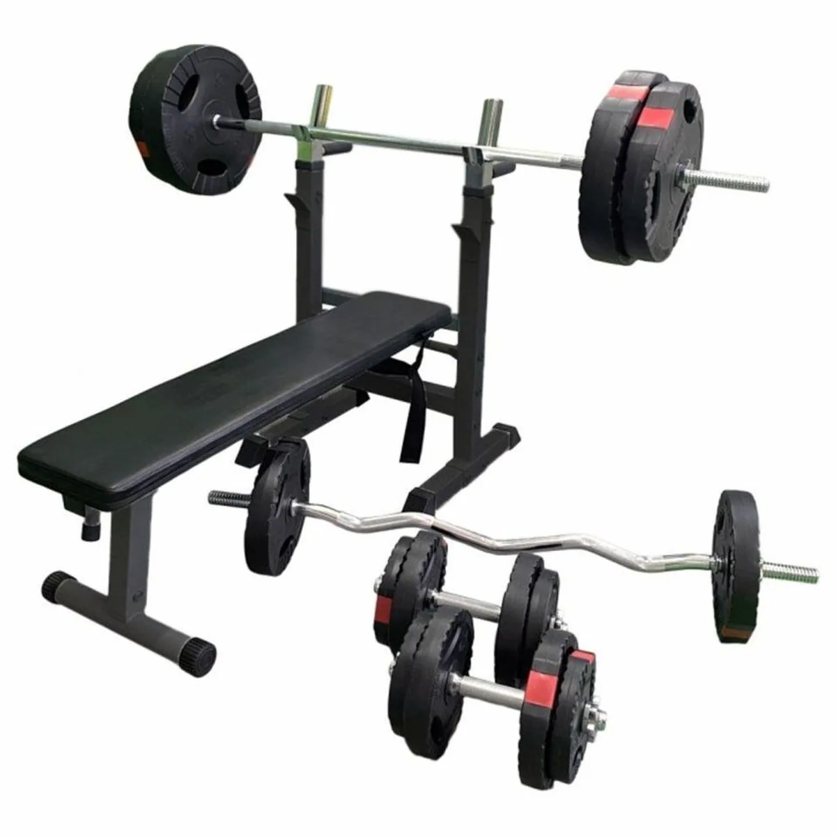 GORILLA SPORTS Hantelbank Gripper 100 kg, verstellbar, platzsparend, mit umfangreichem Zubehör