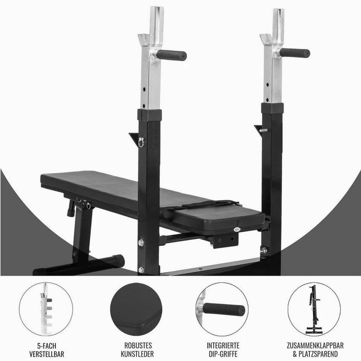 GORILLA SPORTS Hantelbank Gripper 100 kg, verstellbar, platzsparend, mit umfangreichem Zubehör 3