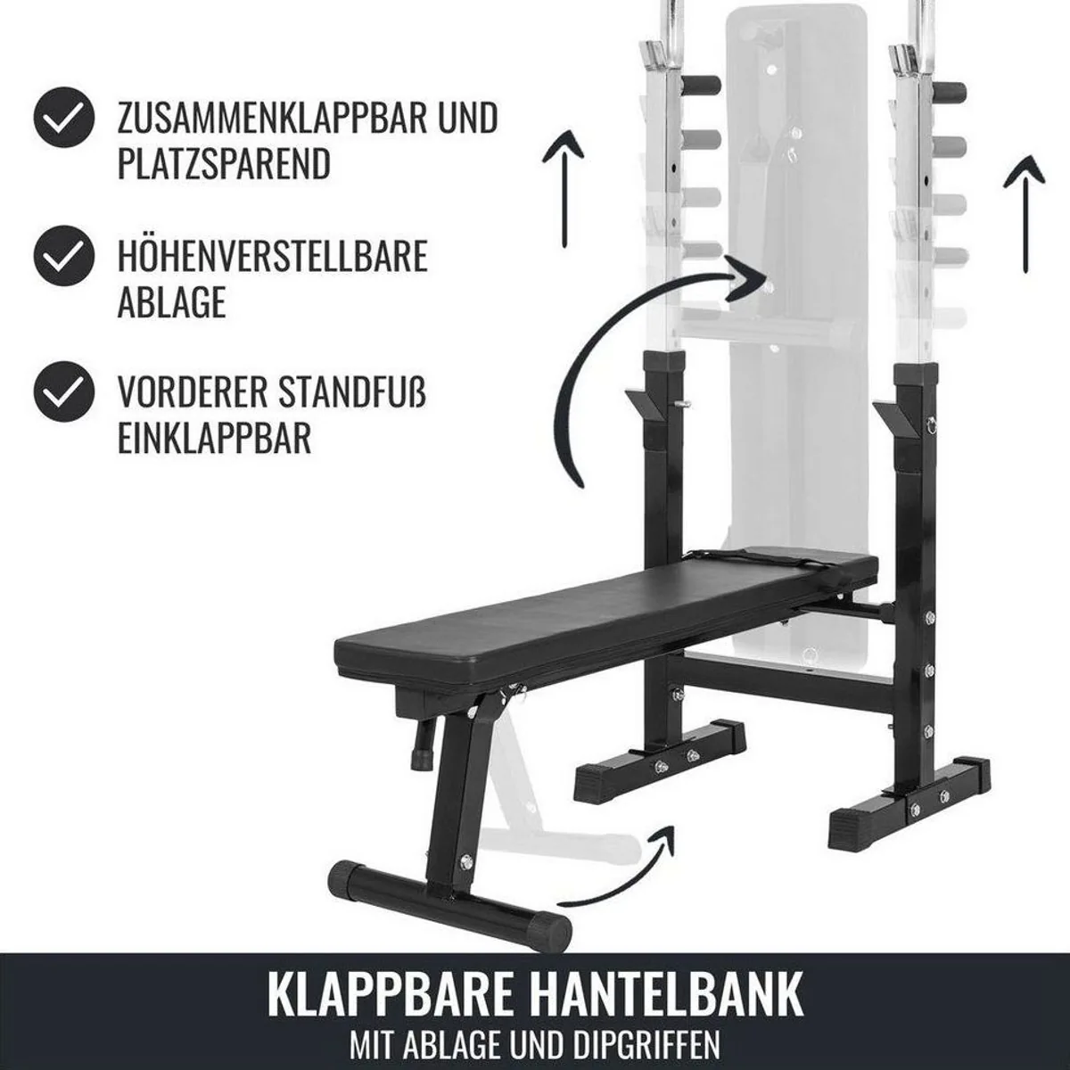 GORILLA SPORTS Hantelbank Gripper 100 kg, verstellbar, platzsparend, mit umfangreichem Zubehör 5