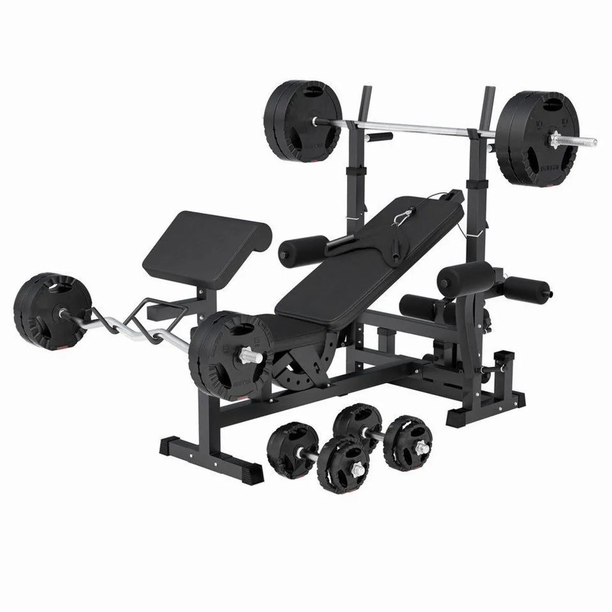 GORILLA SPORTS Hantelbank inkl. 100kg Hantelset, vielseitig und verstellbar