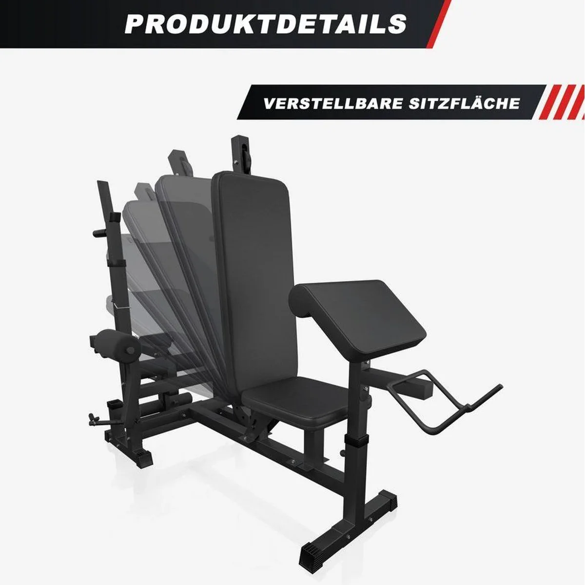 GORILLA SPORTS Hantelbank inkl. 100kg Hantelset, vielseitig und verstellbar 3