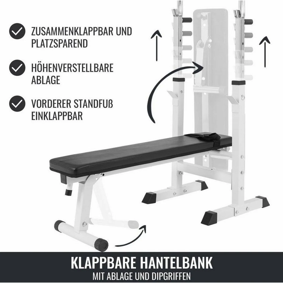 GORILLA SPORTS Hantelbank Komplettset 100 kg, stabil, platzsparend, vielseitig einsetzbar 2