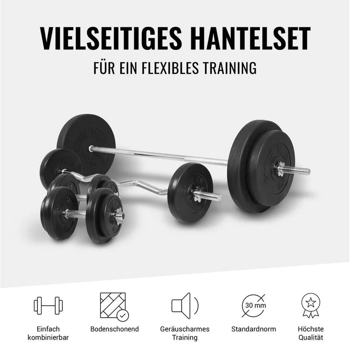 GORILLA SPORTS Hantelbank Komplettset 100 kg, stabil, platzsparend, vielseitig einsetzbar 4