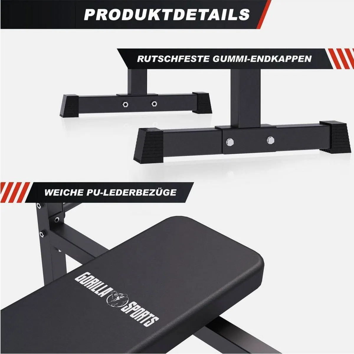 GORILLA SPORTS Hantelbank mit Ablage, hohe Belastbarkeit und klappbares Design 3
