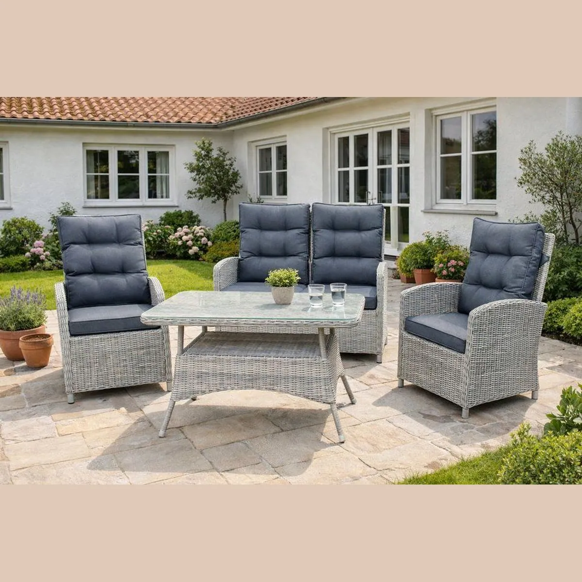 Green Spirit Loungeset Monte Carlo, 4-tlg. Aluminium Polyrattan, für 4 Personen