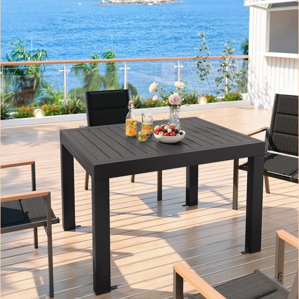 GUNJI Gartentisch Aluminium, Ausziehbar für 4 bis 10 Personen, wetterfest, stabil, modern 2