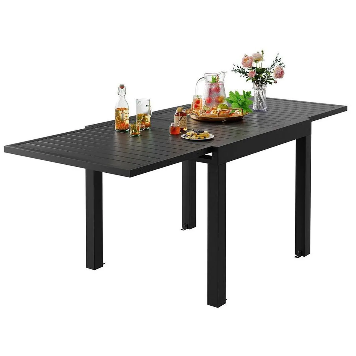 GUNJI Gartentisch Aluminium, Ausziehbar für 4 bis 10 Personen, wetterfest, stabil, modern 3