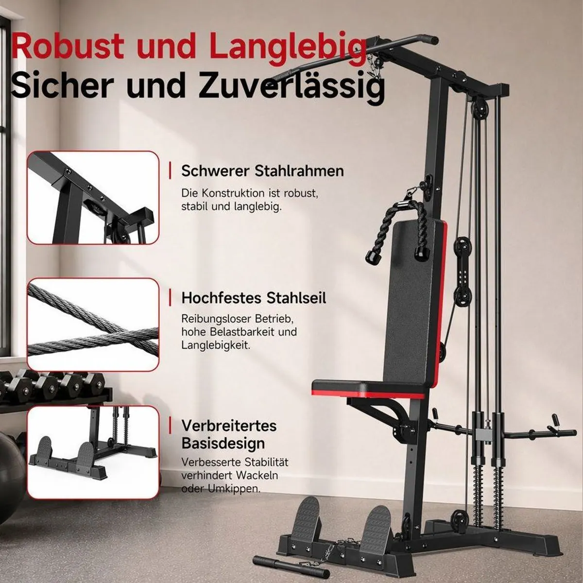 Gywowken Kraftstation 6-in-1, 50 kg Gewichte, kompakt & vielseitig 4