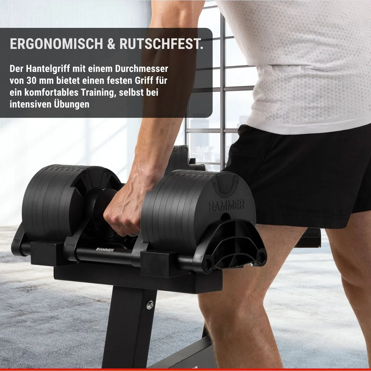 Hammer Smartlock Hantel-Set, 64 kg, flexibles Gewicht und platzsparendes Design 4