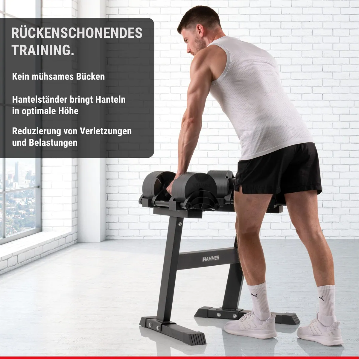 Hammer Smartlock Hantel-Set, 64 kg, flexibles Gewicht und platzsparendes Design 5
