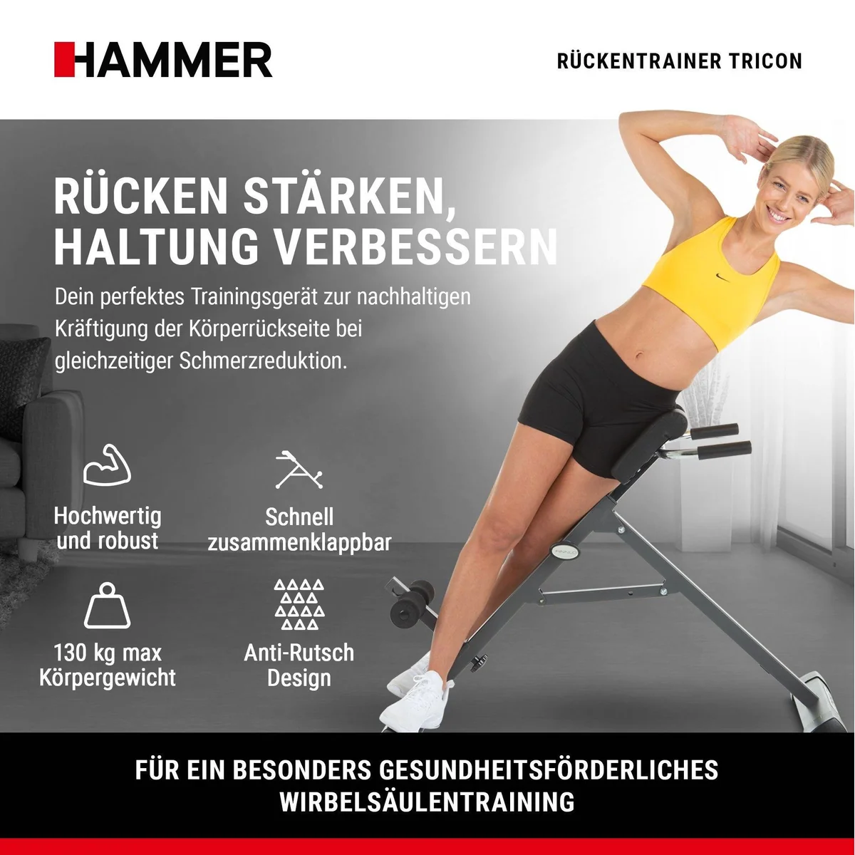 Hammer Tricon Rückentrainer, ergonomisch, stabil, vielseitig 2