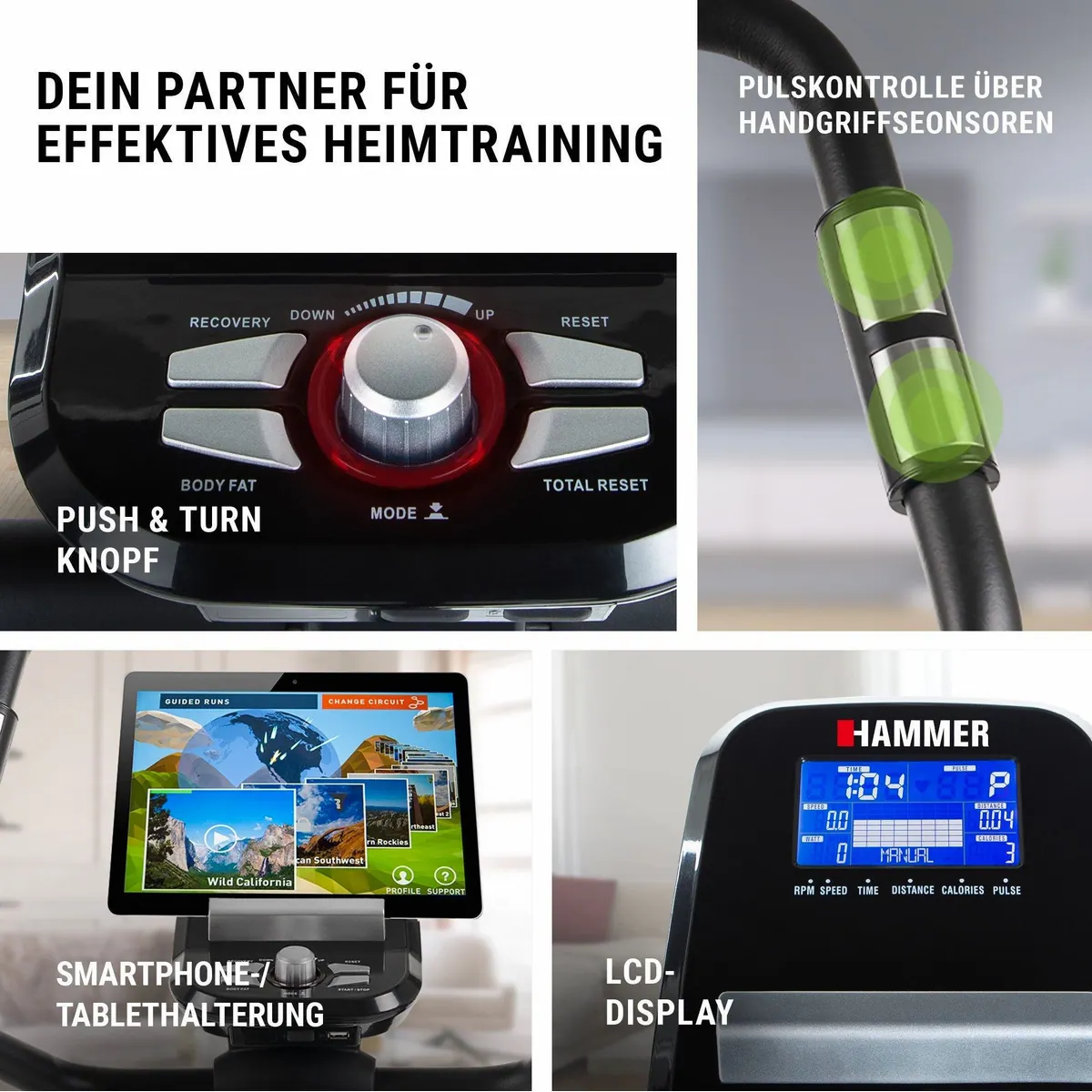 Hammer Cardio XT6 BT Heimtrainer, vielseitig, Bluetooth-fähig, flexible Anpassung 4