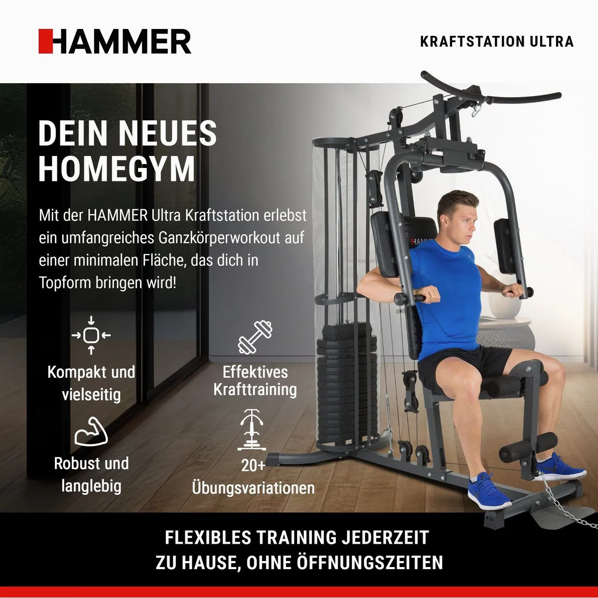 Hammer Ultra Trainingsstation, vielseitig, platzsparend, robust 2