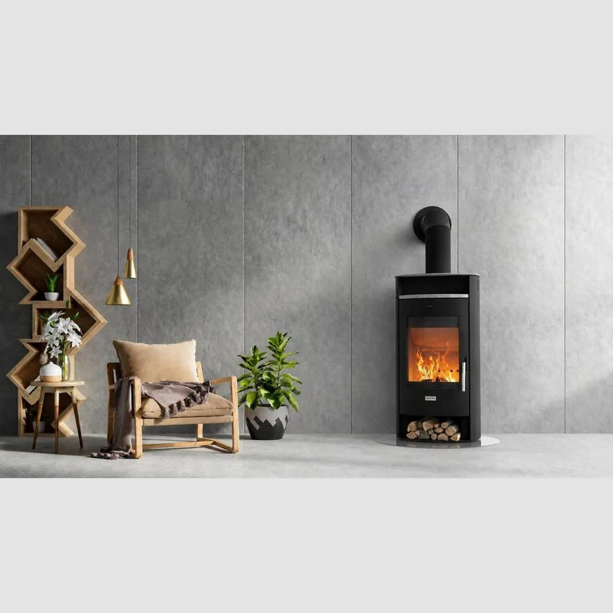 Hanseatic Kaminofen MAIA Stahl, 6,2 kW, große Sichtscheibe, inkl. Naturstein — modern & effizient 2