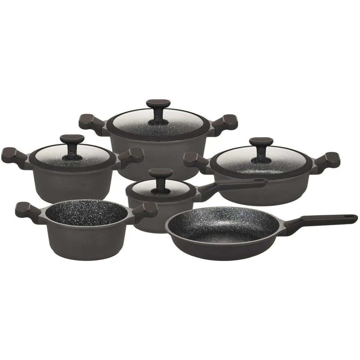 Hanseatic Kochtopf-Set Black Edition, langlebige VITAFLON GRANIT Antihaft-Versiegelung, 10-tlg.