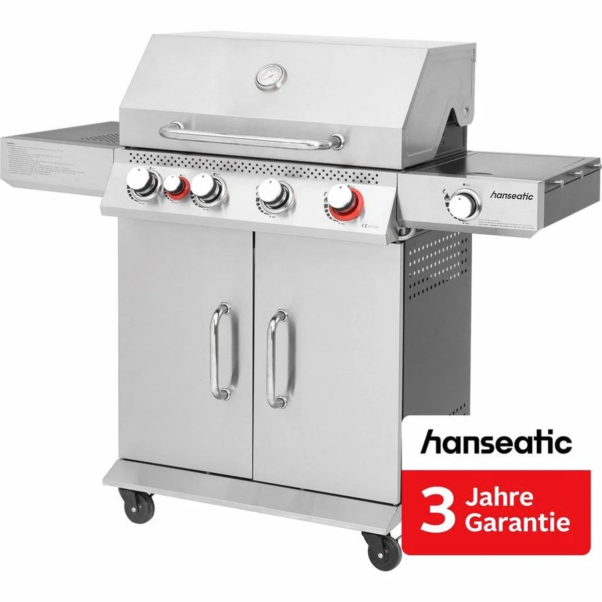 Hanseatic Gasgrill Memphis, 3 Hauptbrenner, Infrarot-Heckbrenner, Turbo- und Seitenbrenner